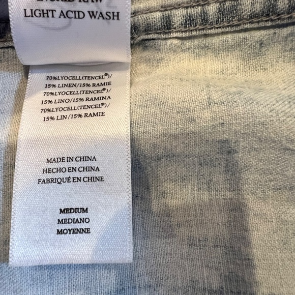 Rails Ingrid Raw Hem button down in the color Light Acid Wash - Picture 5 of 5